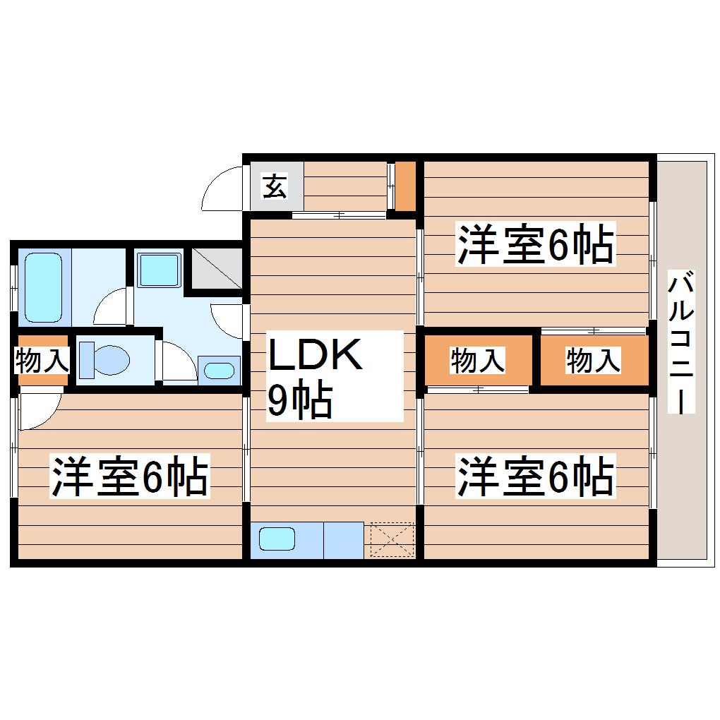 コーポラスみつぎ(3LDK/3階)の間取り写真
