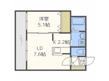 セブンスコートN14(1LDK/5階)の間取り写真