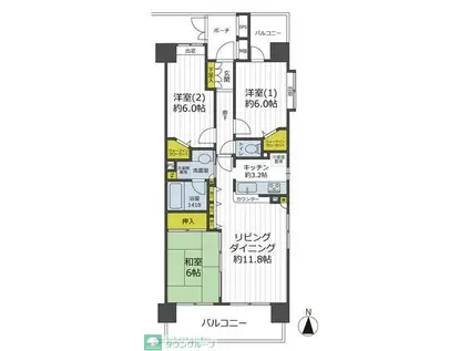 ラスティアガーデン(3LDK/9階)の間取り写真