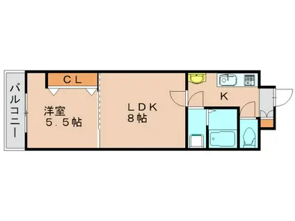 ロイヤル渡辺通(2K/4階)の間取り写真