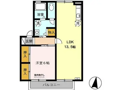 エストハウスA(1LDK/2階)の間取り写真