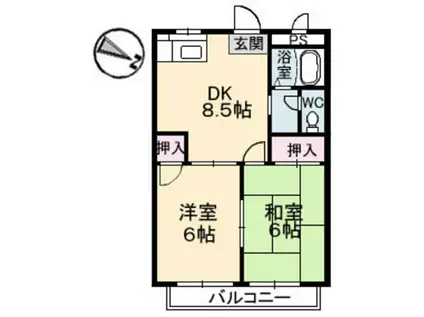 フレグランス東雲(2DK/3階)の間取り写真