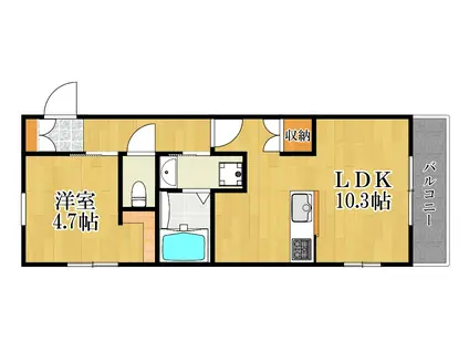 CLARICE 武蔵小杉(1LDK/3階)の間取り写真