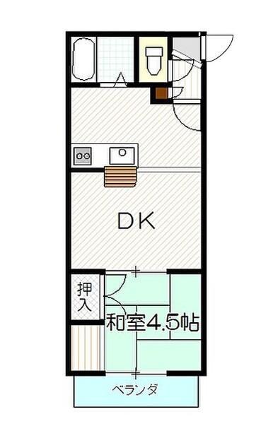 クロノス東松山(1DK/2階)の間取り写真