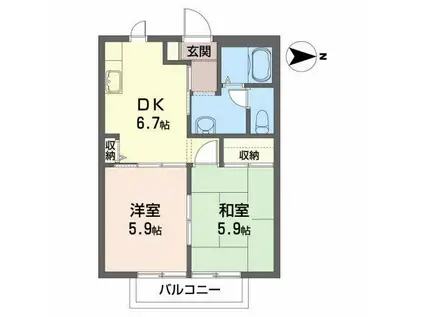 フレグランス・ユーD棟(2DK/2階)の間取り写真