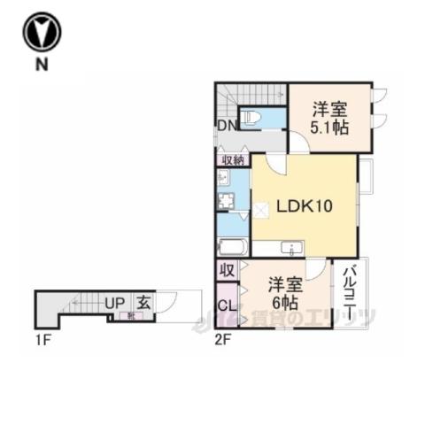 グレイスヴィラ(2LDK/2階)の間取り写真