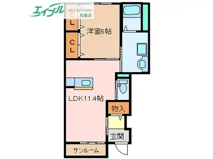 HILARIOUS141(1LDK/1階)の間取り写真
