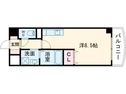 MAKE A WISH(ワンルーム/3階)の間取り写真