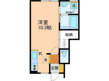 ROMA(ワンルーム/1階)の間取り写真