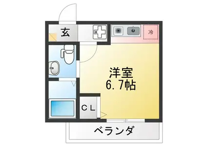 ヴィラディアス横浜III(ワンルーム/3階)の間取り写真