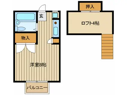パーク・フラット(ワンルーム/2階)の間取り写真