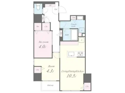 ラブールミノワ(1SLDK/9階)の間取り写真