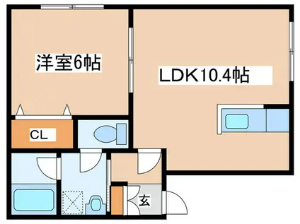 EーHORIZON美園(1LDK/3階)の間取り写真