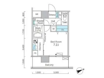 パークフラッツ芝浦(1K/2階)の間取り写真