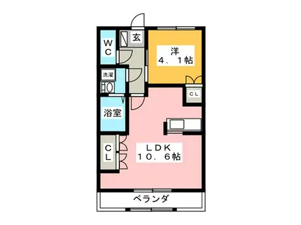 サンリバー正木(1LDK/1階)の間取り写真