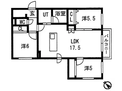 WELL RESIDENCE(3LDK/4階)の間取り写真