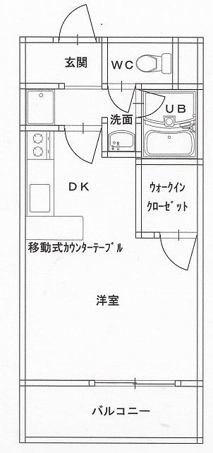 ヒルサイドDI(ワンルーム/1階)の間取り写真