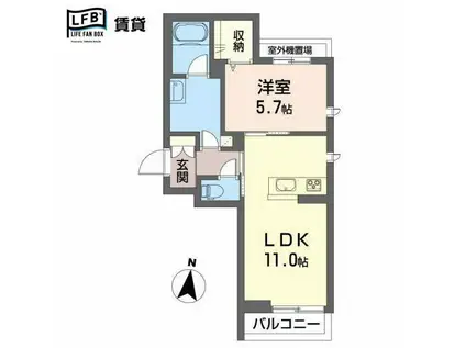 シャーメゾン ACE(1LDK/2階)の間取り写真