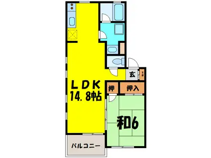 ハイムリンデン(1LDK/1階)の間取り写真