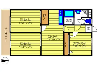 A-3020(3DK/2階)の間取り写真