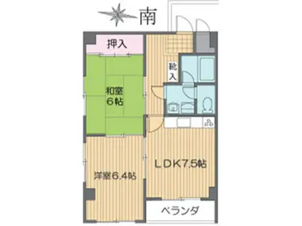 第2シャトウタケウチ(2DK/2階)の間取り写真