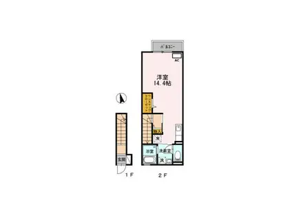 コーヴォベラフェスタ(ワンルーム/2階)の間取り写真