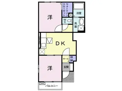 ヴィラ プリムローズ A棟(2DK/1階)の間取り写真