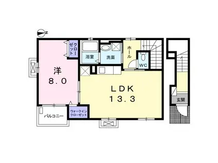 マルハート(1LDK/2階)の間取り写真
