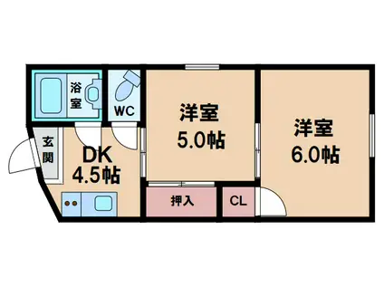 第一岩見マンション(2DK/1階)の間取り写真