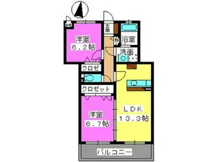 ラフィーネ(2LDK/2階)の間取り写真