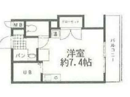 ペルレシュロスパート8(ワンルーム/4階)の間取り写真