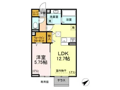 クレスト都賀(1LDK/1階)の間取り写真