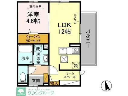 プランドールB(1LDK/3階)の間取り写真