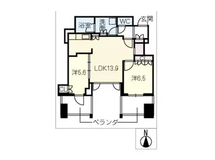 プラウドタワー名駅502 503(2LDK/5階)の間取り写真