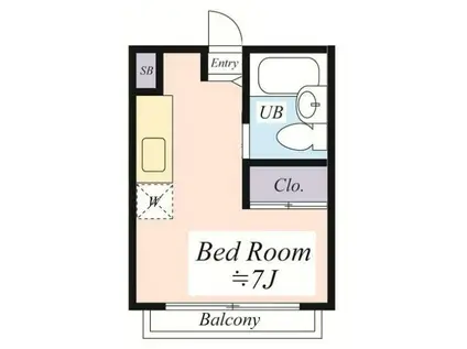 ソリッドリファイン西国立(ワンルーム/3階)の間取り写真