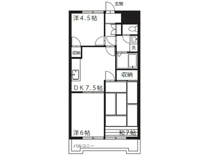 草間ビル(3DK/1階)の間取り写真