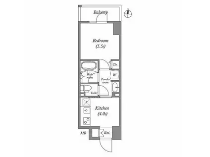 コスモグラシア両国レジデンス(1K/5階)の間取り写真
