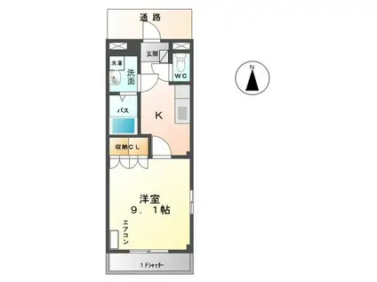 エルヴェ東小向I(1K/1階)の間取り写真