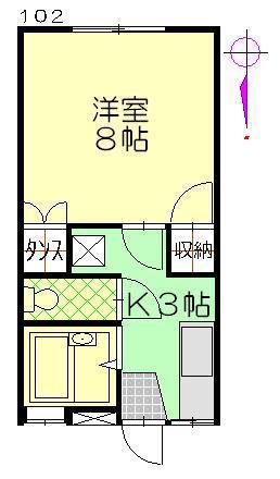 ドリーム・K 東通(1K/1階)の間取り写真