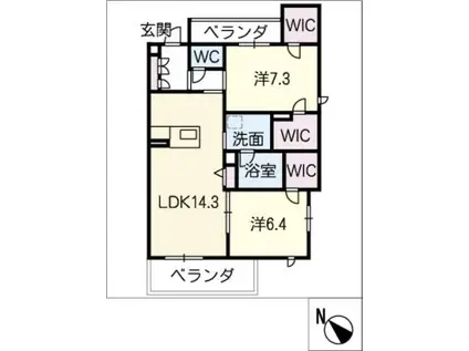 LIBERTY新宿(2LDK/2階)の間取り写真