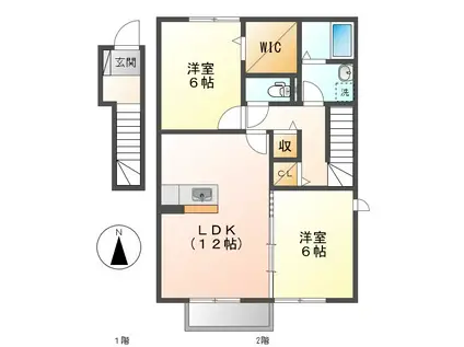 サンセールII(2LDK/2階)の間取り写真