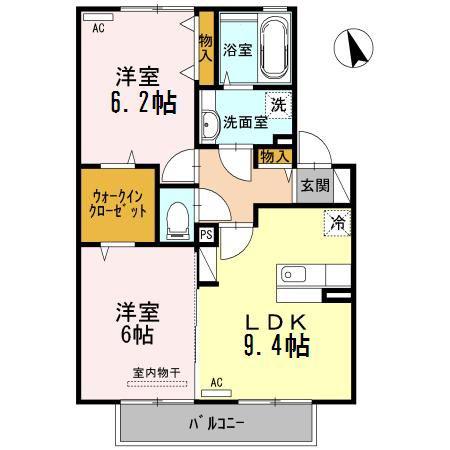 クラール(2LDK/2階)の間取り写真
