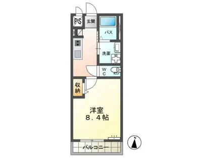 アルモニーコンフォール(1K/2階)の間取り写真