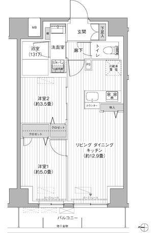 YS本所(2LDK/5階)の間取り写真