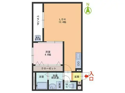 トリプル・エイト(1LDK/2階)の間取り写真