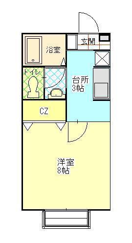 オアーゼM(1K/1階)の間取り写真