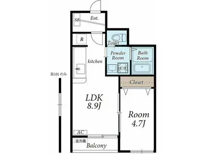 クレストVII(1LDK/1階)の間取り写真