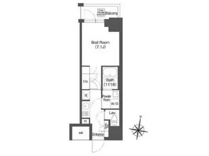 ミリアレジデンス広尾(1K/5階)の間取り写真