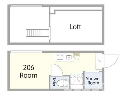 PCA弁天町(ワンルーム/2階)の間取り写真