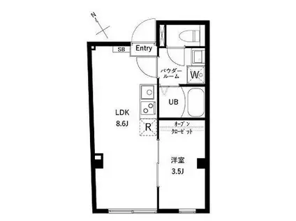 アムレア荻窪(1LDK/3階)の間取り写真